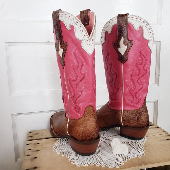 🌸AvaiLable🌸inQuire pLease🌸Vtg Pink ARIAT Crossfire Caliente Cowgirl Boots - Picture 5 of 16
